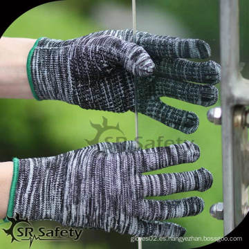 SRSafety guantes punteados de mano más baratos / guantes de trabajo / guantes de algodón, 7G marrón y blanqueado